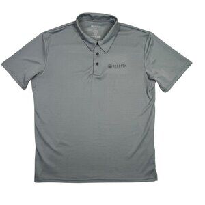 Beretta Polo Shirt Mens XL Gray Short Sleeve Golf Casual Stretch Crest Logo